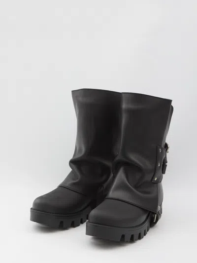 Dolce & Gabbana Rubber And Leather Boots In Black