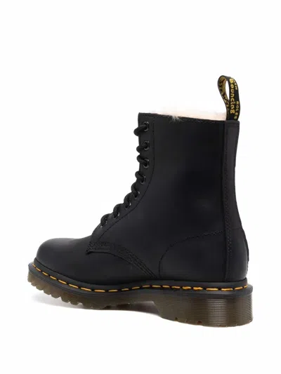 Dr. Martens 1460 Serena Faux Shearling-lined Combat Boots In Black