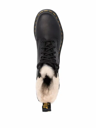 Dr. Martens 1460 Serena Faux Shearling-lined Combat Boots In Black