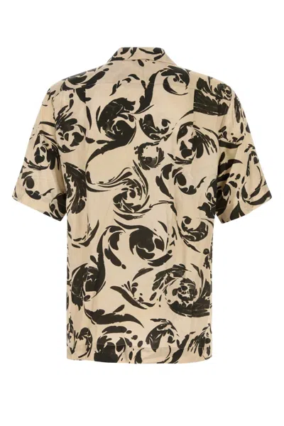Dries Van Noten Men Printed Viscose Carltone Shirt In Black