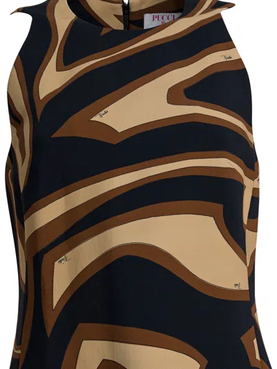Pucci Labirinto Print Trapeze Dress In Black