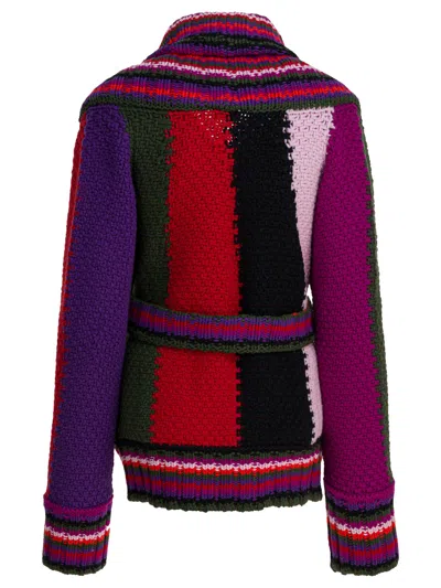 Pucci Orchidee Print Oversized Colorblock Cardigan In Pink
