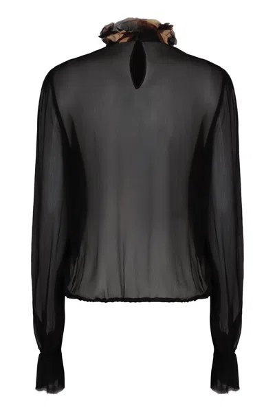 Pucci Ruffled Balloon-sleeve Blouse In Black