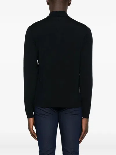 Emporio Armani Travel Essentials Plain-knit Virgin-wool Cardigan In Black