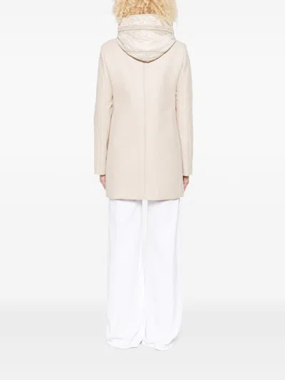 Fay Ivory Short Coat With Tailored Silhouette And Minimalist Design In Neutral