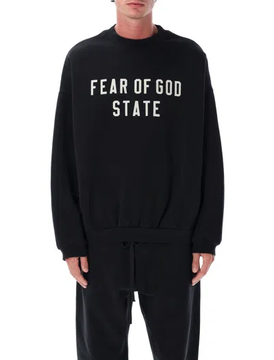 Essentials Fear Of God   Fear Of God 90's Fleece Crewneck Jet Black In Blue