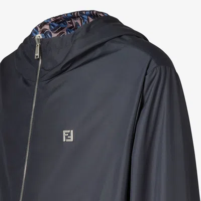 Fendi Midnight Blue Polyester Reversible Windbreaker In Blue