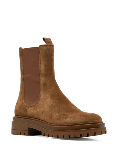 Gianvito Rossi Chester Brown Leather Boots In Brown