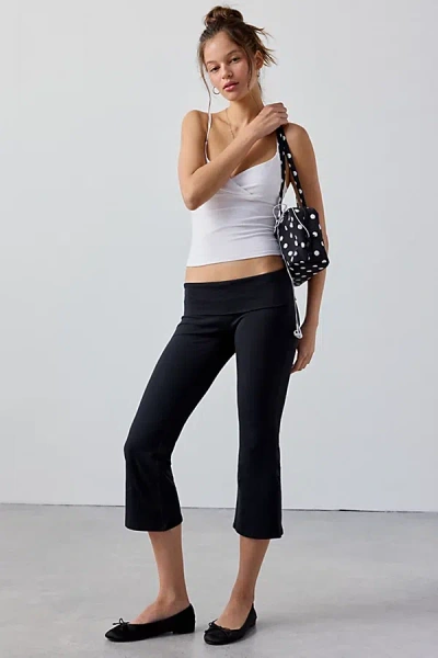 Out From Under Bec Cropped Foldover Kick Flare Pant In Black, Women's At Urban Outfitters In Black