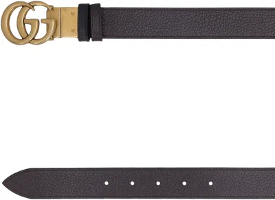 Gucci Men Black Leather Gg Marmont Reversible Belt In Black