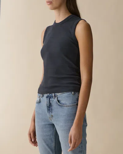 Jeanerica Vanessa Ribbed Tank Top In Blue