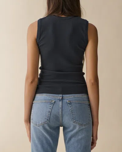 Jeanerica Vanessa Ribbed Tank Top In Blue