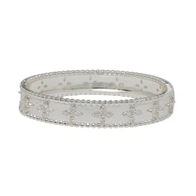 Uchi And Soto Women's Kinmokusei Silver Bead Floral Bangle In Silver