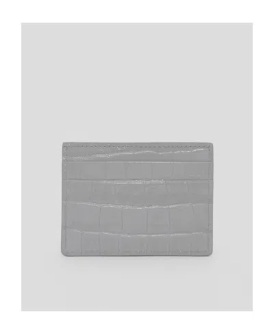 Burberry Embossed Tb-plaque Card Case In Gray