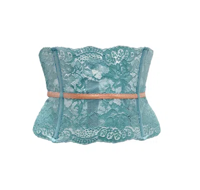 Carol Coelho Women's Blue Humantay Vintage Turquoise Lace Garter Belt In Blue