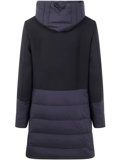 Herno Hooded Padded Jacket With Wool Inserts In Blue