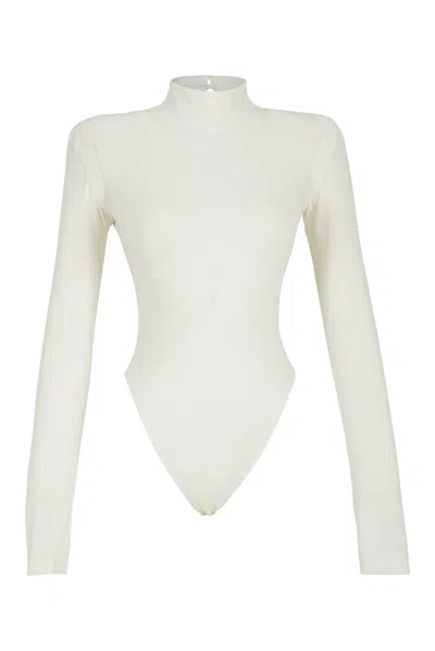 Growny Women's Volante Bodysuit White In White