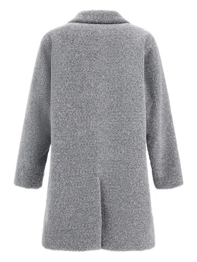 Herno Textured Mohair Wool Single Breasted Coat In Gray