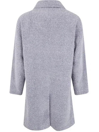 Herno Textured Mohair Wool Single Breasted Coat In Gray