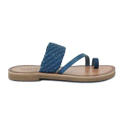Rag & Co Women's Isidora Braided Leather Flat Sandal In Blue By  In Multi