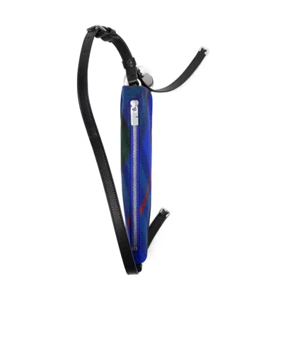 Burberry Shield Check-pattern Mini Bag In Blue