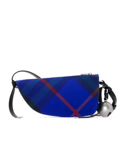 Burberry Shield Check-pattern Mini Bag In Blue