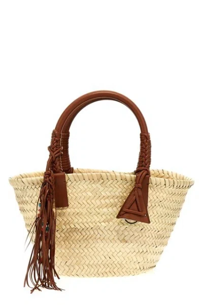 Alanui Icon Palm Leaf Small Tote Bag In Brown