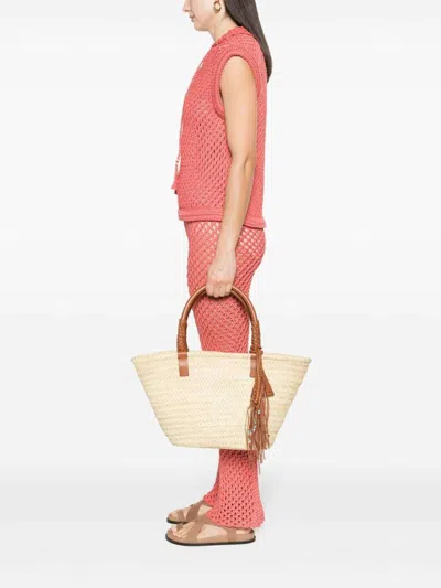 Alanui Icon Palm Leaf Big Tote Bag In Brown