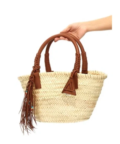 Alanui Icon Palm Leaf Small Tote Bag In Brown