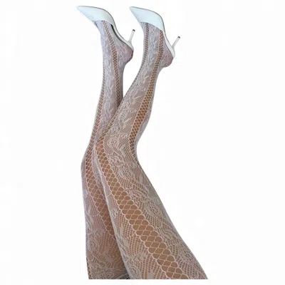 High Heel Jungle By Kathryn Eisman Women's Noir Stem Venom Lace Tights White In White