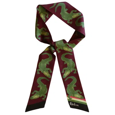 Kueen Women's Silk Scarf - Amazing A - Alligator - Wine In Red