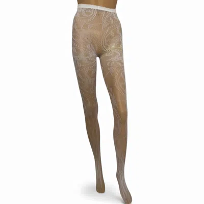 High Heel Jungle By Kathryn Eisman Women's Monet Lace Tights White In White