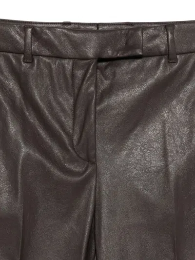 Incotex Slim Fit Stretch Faux Leather Trousers In Brown