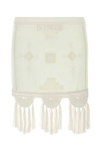 Isabel Marant White Cotton Sandals Mini Skirt In Neutral