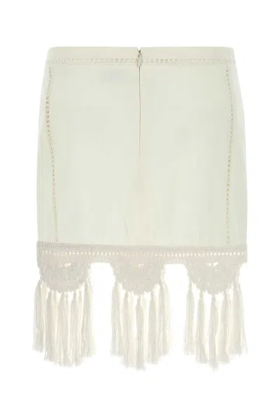 Isabel Marant White Cotton Sandals Mini Skirt In Neutral