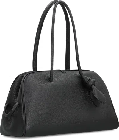 Jacquemus Bowling Bag Leather Tourism In Black