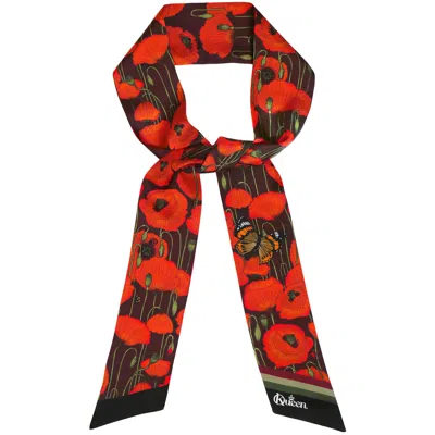 Kueen Women's Silk Scarf - Poppy - Wine In Red