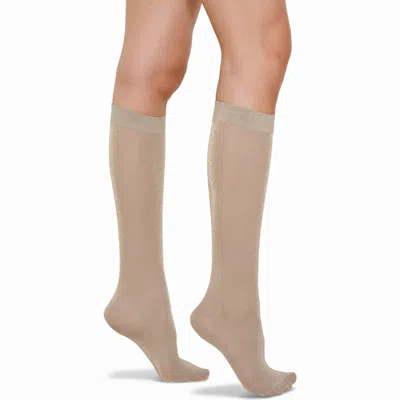 High Heel Jungle By Kathryn Eisman Women's Neutrals Glitterati Tall Socks Khaki In Yellow