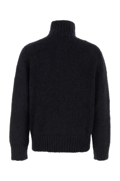 Jil Sander Midnight Blue Mohair Blend Cardigan In Black