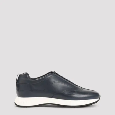 John Lobb Navy Blue Leather Sneakers In Black