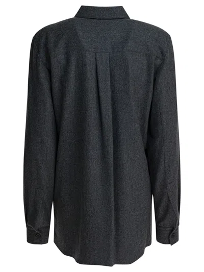 Khaite Grey Wool Cashmere Shirt In Black