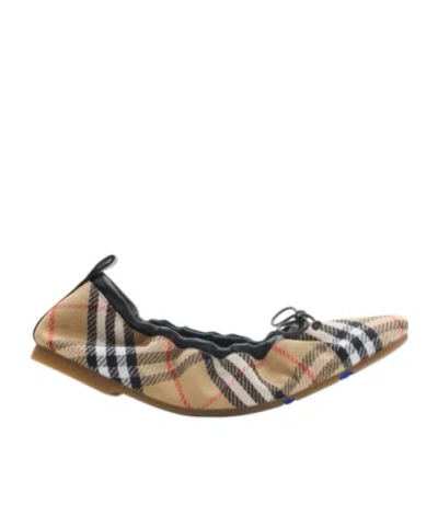 Burberry Women Fawn Ballerinas With Traditional Check Motif In Multi