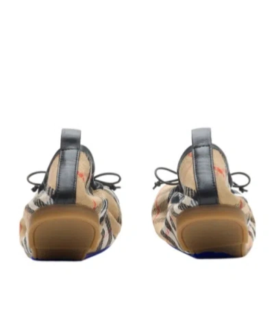 Burberry Women Fawn Ballerinas With Traditional Check Motif In Multi