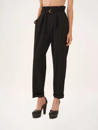 Chloé High-rise Wide-leg Pants In Wool Grain De Poudre In Black