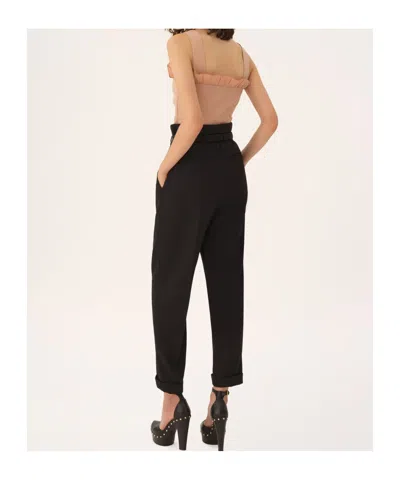 Chloé High-rise Wide-leg Pants In Wool Grain De Poudre In Black