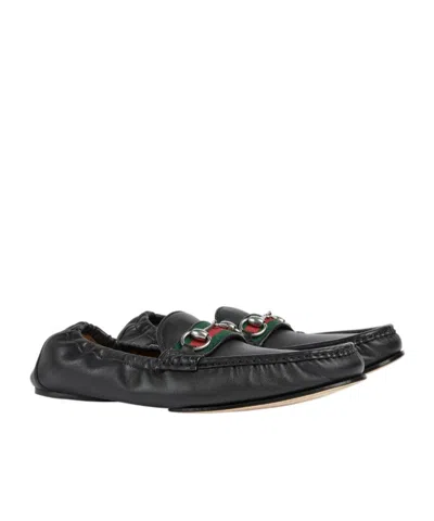 Gucci 1953 Horsebit Leather Loafers Rubber Sole In Black