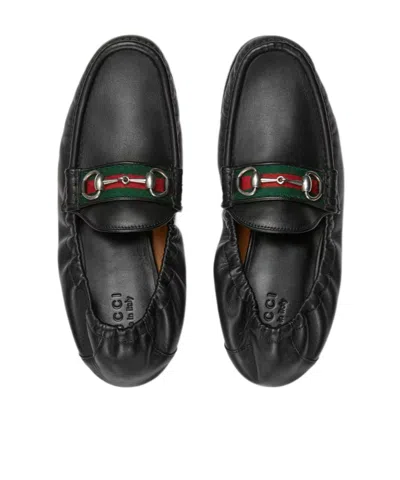 Gucci 1953 Horsebit Leather Loafers Rubber Sole In Black