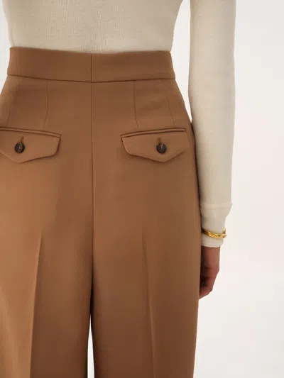 Chloé Chloe Pleated Straight-leg Wool Trousers In Brown