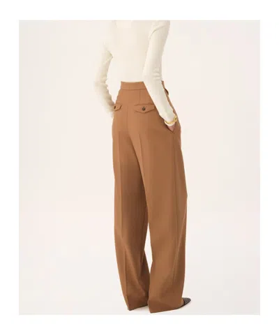 Chloé Chloe Pleated Straight-leg Wool Trousers In Brown