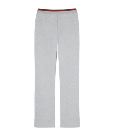 Gucci Women Cotton Jersey Jogging Pants With Web Detail In Gray